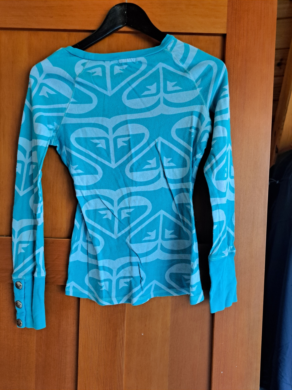 Roxy Teal Long-Sleeve Logo Print Top - Picture 3 of 4